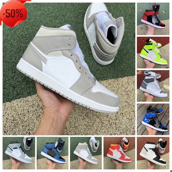 

basketball shoes 1 1s mid linen men women patent bred bleached coral light smoke grey university blue curry tan gum dark mocha twist, Black