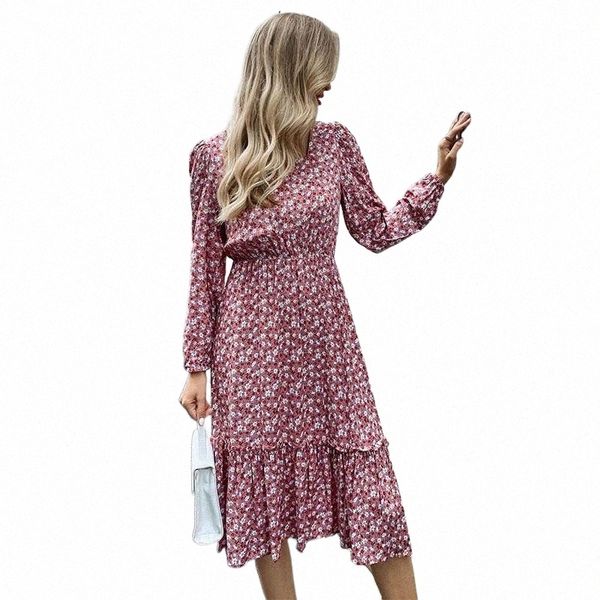 

casual dresses women long dress autumn winter sleeve elegant ladies flower square collar party 2022 black clothes for woman b23u#, Black;gray