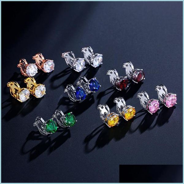 

stud classic 3a cubic zircon stud earrings round crystal girl ear for women mticolor jewelry gift wedding party 3011 q2 d dhseller2010 dhgen, Golden;silver