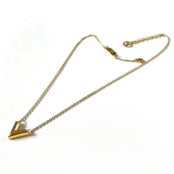 

designer jewelry letter v pendant necklaces never fading stainless steel 3 colors silver gold plated classic style logo printed women fashio