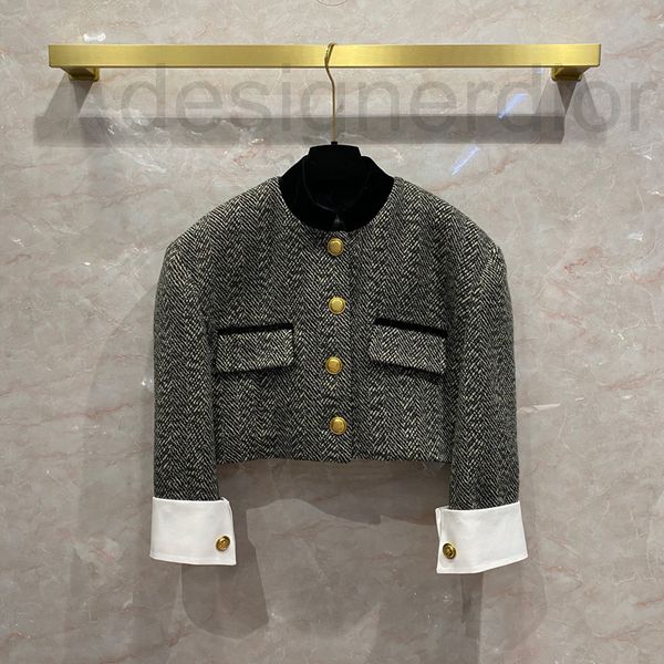 

women's jackets designer details wool tweed short coat women's contrast twill patchwork shirt sleeve heritage jacket zzmi, Black;brown