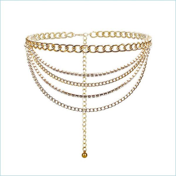

belly chains metal mtilayer woman trouser chain golden fashion hip hop punk street po accessories delicate jeans waist c dhseller2010 dhjfu, Silver