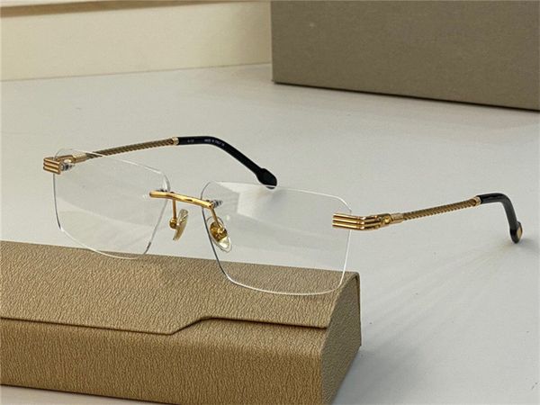 

new fashion design optical glasses frame 50032u square rimless transparent lens metal temples versatile business style pop sell wholesale ey, Black