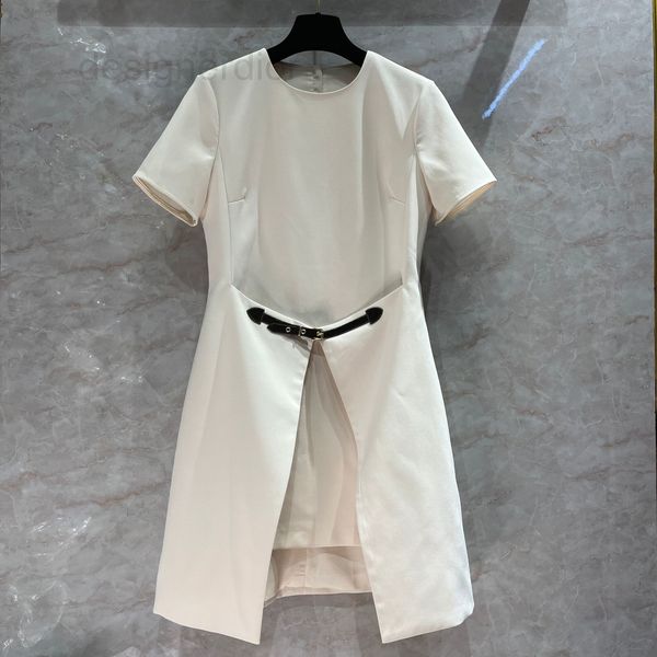 

casual dresses designer french irregular white short sleeve dress summer 2022 new design temperament ol simple skirt inwt, Black;gray