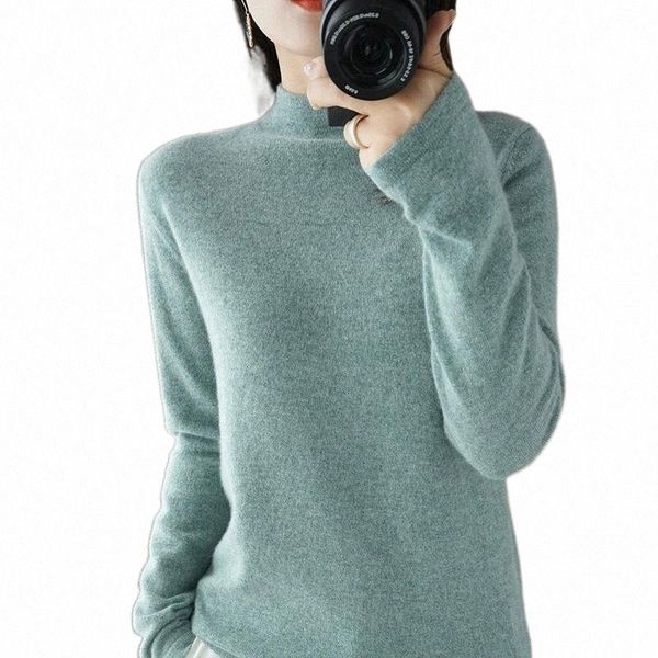 

women's sweaters ladies cashmere sweater 2021 autumn and winter pure color simple flat high-neck knitted g4zt#, White;black