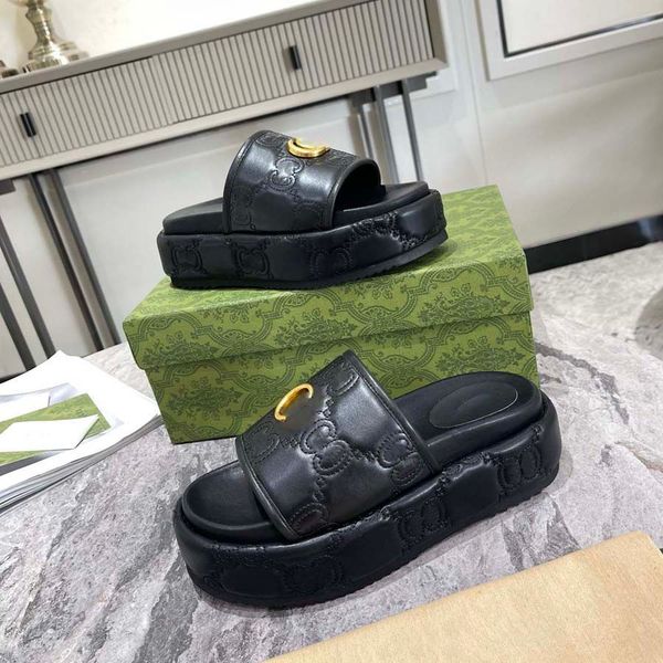 

luxurys designers sandals for men women classic floral brocade slides flats leather rubber platform flip flops beach shoes loafers, Black