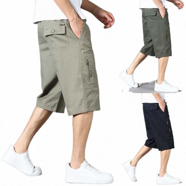 

men's shorts male fashion casual solid color multi pocket zipper buckle outdoor tooling blue toddlermen's z7tm#, White;black