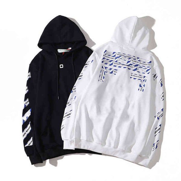 

fashion mens classic offs hoodies loose sweatshirts zipper cotton pullover long sleeved back oil paint arrow x women, Black