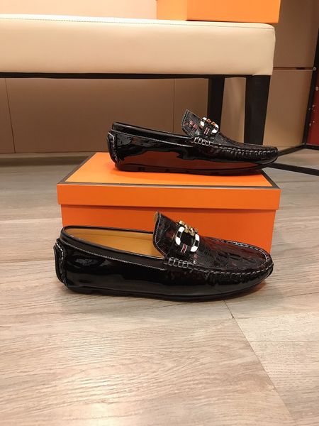 

new male fashion casual loafers slip on office wedding dress shoes business patchwork comfortable flats size 38-44, Black