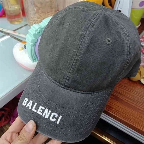 

ball paris caps balenciga right b new home high luxury version balencaigass washed denim baseball cap embroidered letter hat travel sunscree, Blue;gray