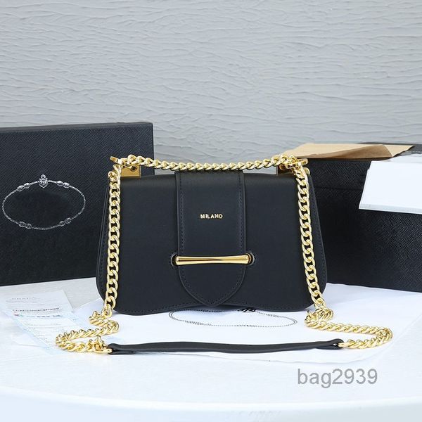 

evening bags crossbody women chain bags plain cowhide shoulder bags messenger bag hangbags purse golden chain triangle sign tongue elementmu