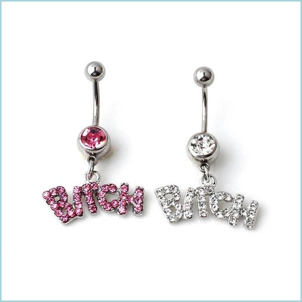 

navel bell button rings sier/pink crystal body piercing surgical button belly ring jewelry navel bar 202 q2 drop d dhseller2010 dhnsm, Silver