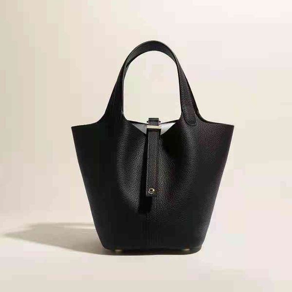 

fashion women's bags herme lychee pattern fashionable vegetable basket bag 2022 new togo leather bu le et