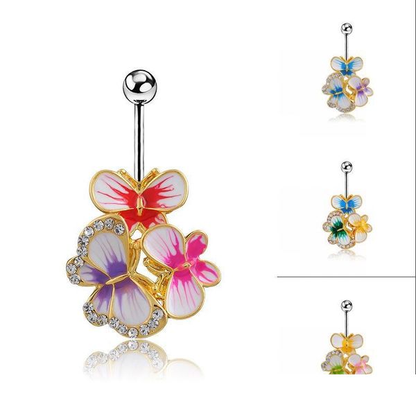 

navel bell button rings 4pcs/lots new body jewelry navel piercing butterfly belly ring medical steel umbilical rings 1 dhseller2010 dhcg5, Silver