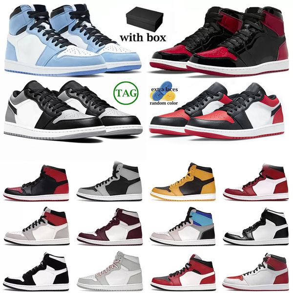 

with box mens basketball shoes bred patent 1 lows shadow toe university blue unc shadow gym red pollen white black bordeaux men women