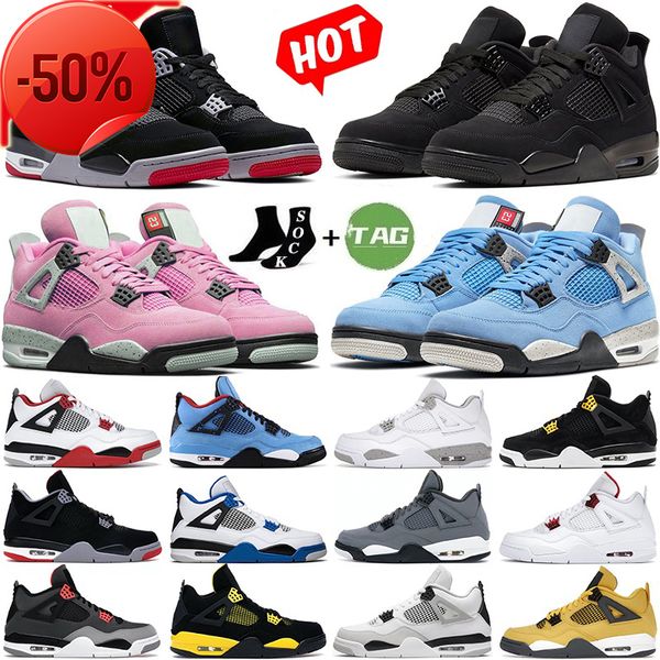 

jumpman men woman 4 4s basketball shoes thunder sail black cat oreo retro infrared metallic purple cool grey university pink sports mens