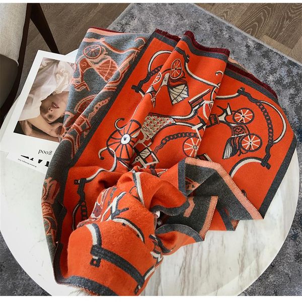 

winter scarf women cashmere shawls fashion warm foulard lady air-conditioned office scarves thick soft wraps size 180x70cm no box177m, Blue;gray