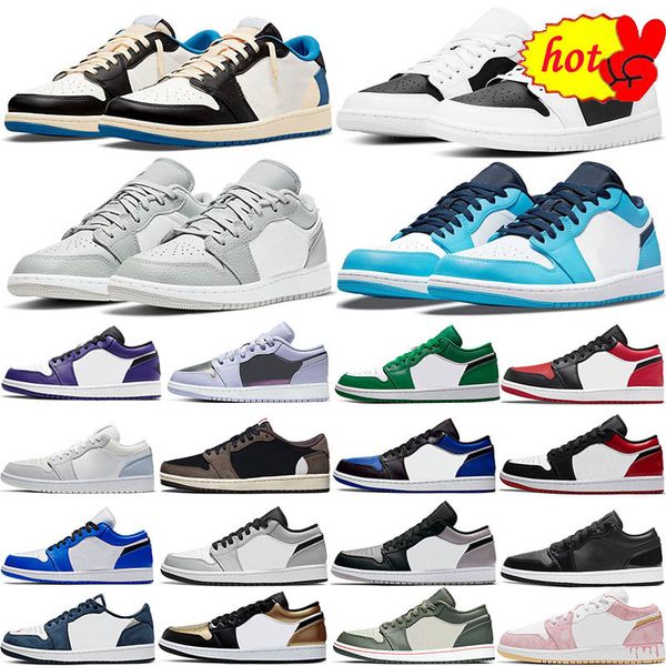

boots jumpman 1 men women low basketball shoes og 1s triple white shadow designer university blue unc black bred toe light smoky grey mens