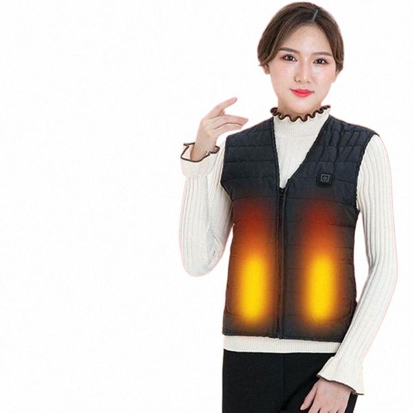 

women's vests jacket heated vest warm women usb clothing electric heating fishing trekking pad winter 67pe#, Black;white