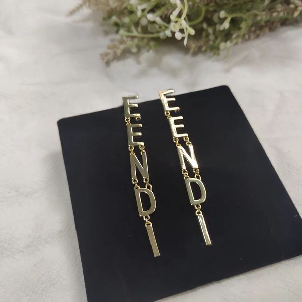 

new dangle earrings classic popular light luxury brand designer gold plated brass letters simple style wedding jewelry with box, Silver