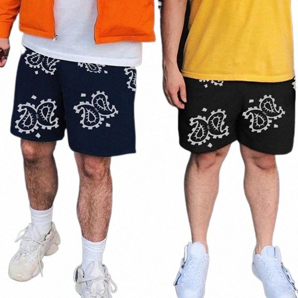 

men's shorts harajuku men casual bandana pattern mesh short pants drawstring elastic waist summer beach pantalones cortosmen's g9s, White;black
