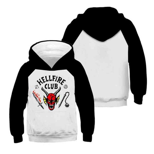 

men's hoodies sweatshirts boys girls stranger things 4 hoodies long sleeves men hooded clothes children cartoon sweatshirts comes 4-1, Black