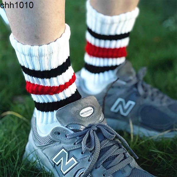 

men's socks stacking japanese tide stacking street yu wenle men and women colorful roving stripe towel bottom high long, Black