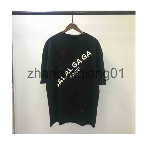 

designer balanciagas t shirt classic new hand drawn sketch signature graffiti short sleeve mens and womens lovers cotton loose balenciga tee, White;black