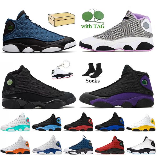 

13s basketball shoes brave blue jumpman 13 houndstooth black cat university blue hyper royal court purple red flint women mens sports