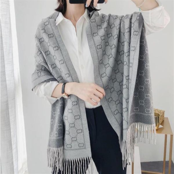 

stylish women cashmere scarf full letter printed scarves soft touch warm wraps with tags autumn winter long shawls253f, Blue;gray