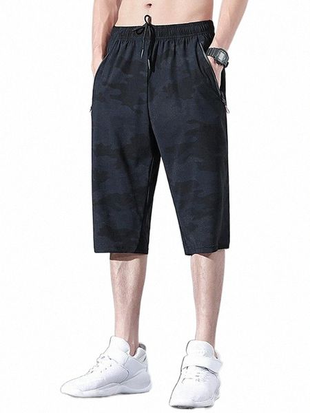 

men's shorts summer black camouflage breeches men sportswear breathable quick dry nylon silk short male loose casual sweatshorts 8xlmen, White;black