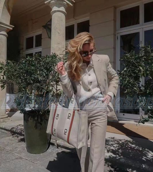 

luxury large woody tote designer shoulder bags handbags shopping bag handbag linen canvas fashion vacation beach bags crossbody
