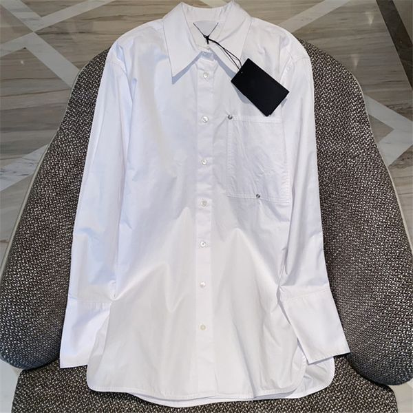 

luxury designer womens t shirt vintage long sleeve shirts ins fashion white blouse, Black