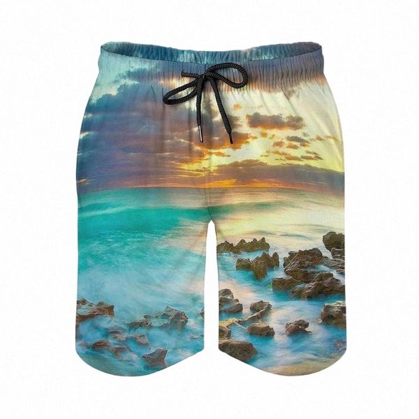 

men's shorts summer coconut tree hawaii vacation wind sunset beach swimming trunks 3d printing couple harajuku shortsmen's l59j#, White;black