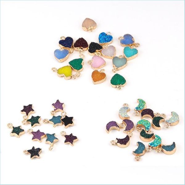 

charms charms ckysee 5pcs/lot alloy resin mixed color five-pointed star pendant is about 13.5mm wide and 10.5mm jewelry diy accessori dh6bc, Bronze;silver