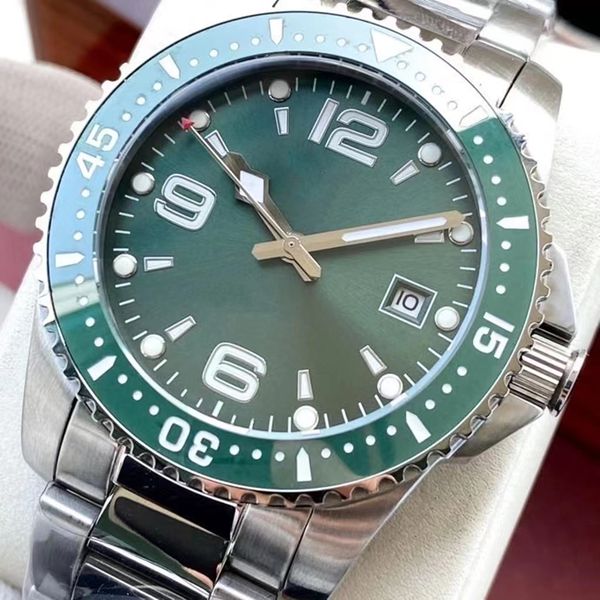 

men's mechanical watch japanese prototype 8215 brand new movement self-winding 41mm green dial with super luminous sapphire mirror conc, Slivery;brown