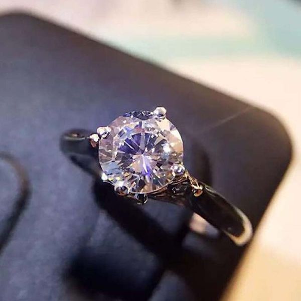 

size 4-10 925 sterling silver round shape radiant elegance, clear cz flower finger rings for women ring jewelry, Golden;silver