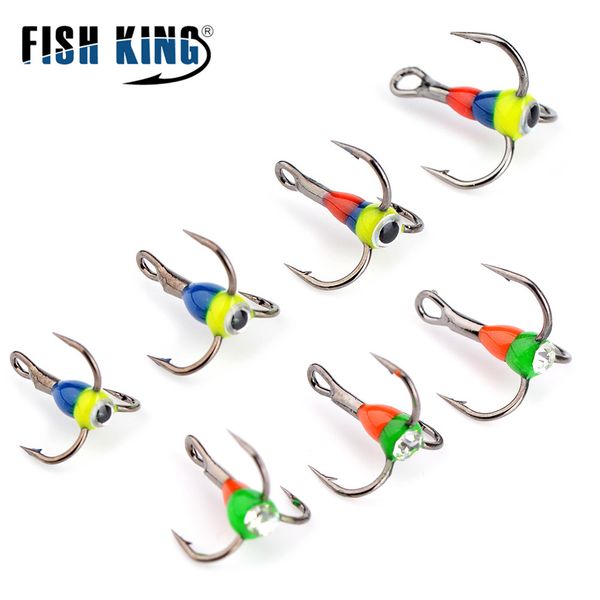 

entertainment sports fishhooks fish king winter ice fishing high carbon steel 5pcs/pack overturned barbed trebles hooks with diamond eye...