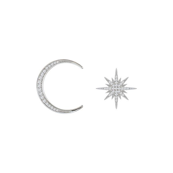 

Star Moon Asymmetricoriginal Design Crystal Earrings Fashion Surprise Simple Daily Jewelry