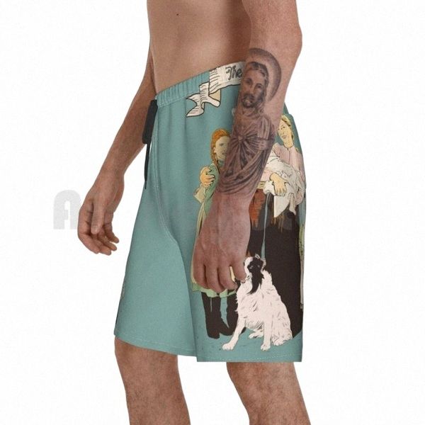 

men's shorts colorful the ingalls family in little house on prairie beach men pants swim trunks littlemen's l43l#, White;black