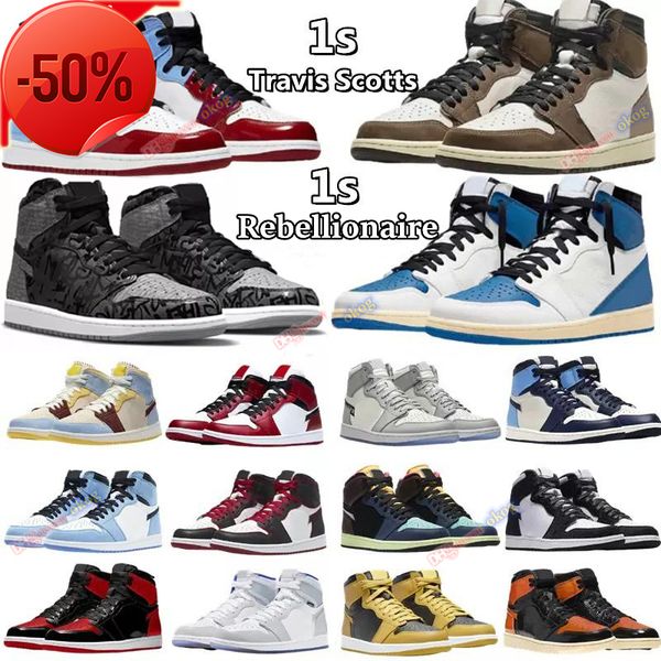 

mens jumpman 1 retro high og basketball shoes 1s chicago heritage university blue royal patent bred atmosphere dark mocha brotherhood shadow, Black