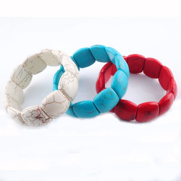 

natural turquoises howlite bracelet strands gemstone 18x22x7mm beads stretch bracelet 7 inches for women mens jewelry gift bk304, Black