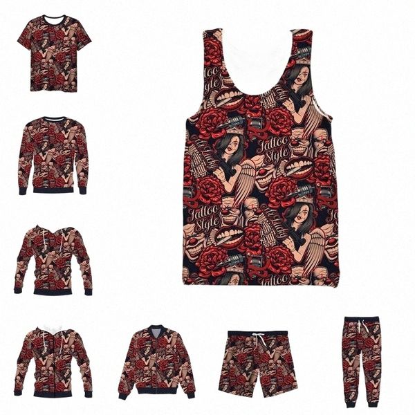 

men's tracksuits vitinea 3d full print skull t-shirt/sweatshirt/zip hoodies/thin jacket/pants four seasons casual j10 f6rc#, Gray