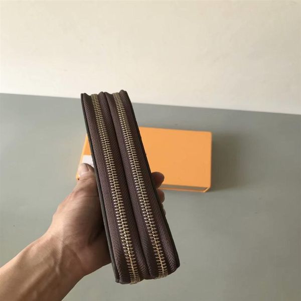 

double zippy wallet vertical men women long fashion wallets holders business leather purse card holder208t, Red;black