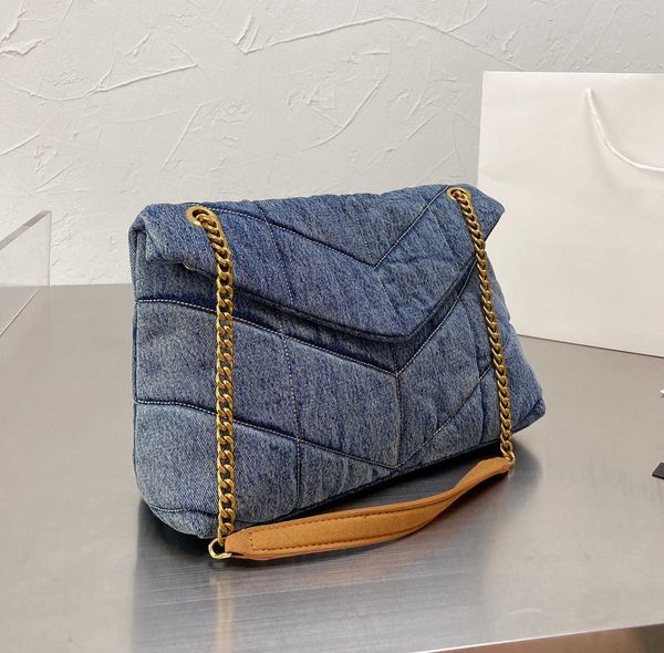 

designers women washed denim bag loulou puffer fashion classic flap bag messenger bag shopping bags luxury handbag purse chain cowboy