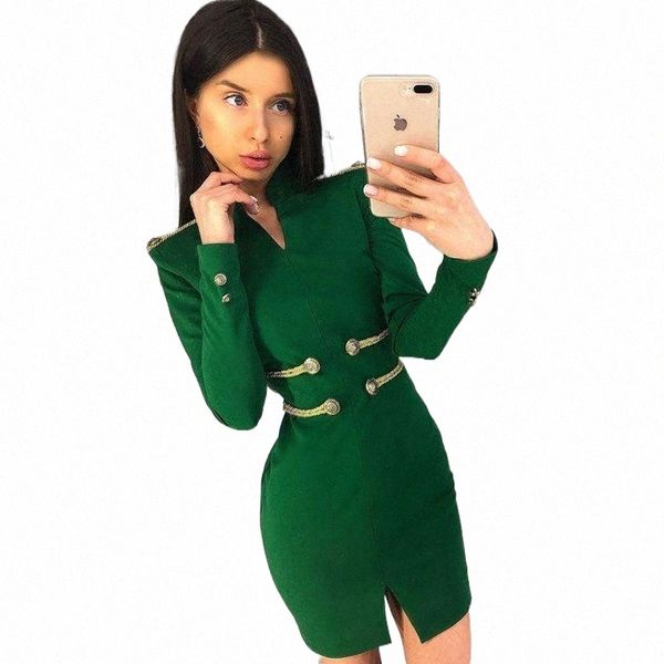 

ocstrade christmas party 2019 new fashion women embellished green bandage dress long sleeve bodycon dress y70x#, Black;gray