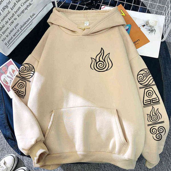

men's hoodies sweatshirts avatar the last airbender harajuku anime hoodie clothing water earth fire air graphics ulzzang 90s oversize p, Black