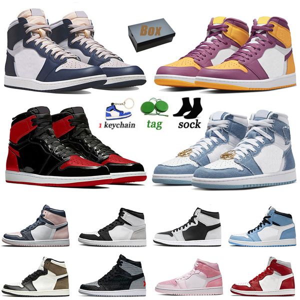 

quality with box og jumpman 1 basketball shoes 1s denim university blue patent bred brotherhood light bone royal toe ts x men women