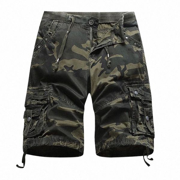 

men's shorts cargo men 2022 summer camouflage cotton casual short pants brand clothing comfortable camo 486q#, White;black