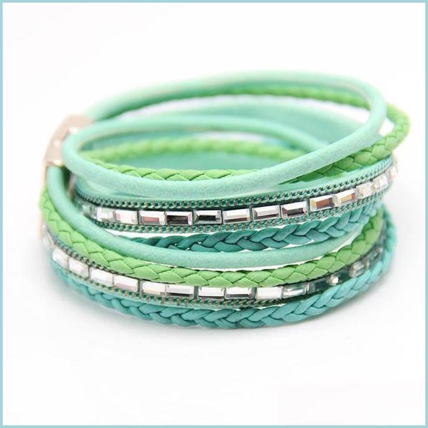 

charm bracelets charm bracelets hand woven bracelet women mtilayer magnetic glass flannel pu leather jewelry drop delivery 2021 bdegar dhquh, Golden;silver
